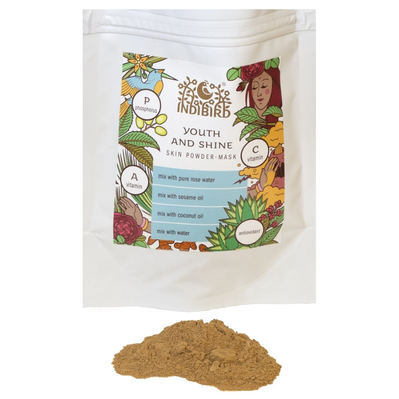Травяная маска для лица «Молодость и Сияние» Indibird, 40 г.