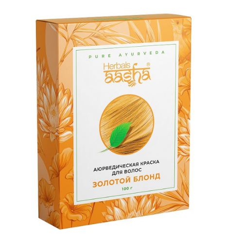Аюрведическая краска для волос Золотой блонд Aasha Herbals, 100 г.