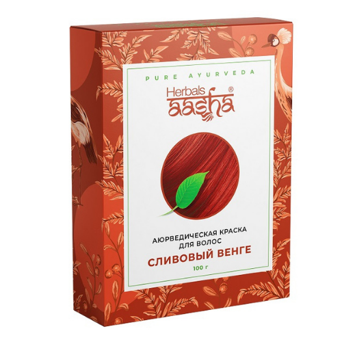 Аюрведическая краска для волос Сливовый венге Aasha Herbals, 100 г.