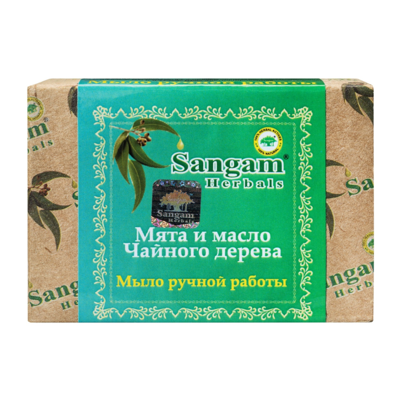 Мыло ручной работы Мята и масло чайного дерева Sangam Herbals, 100 г.