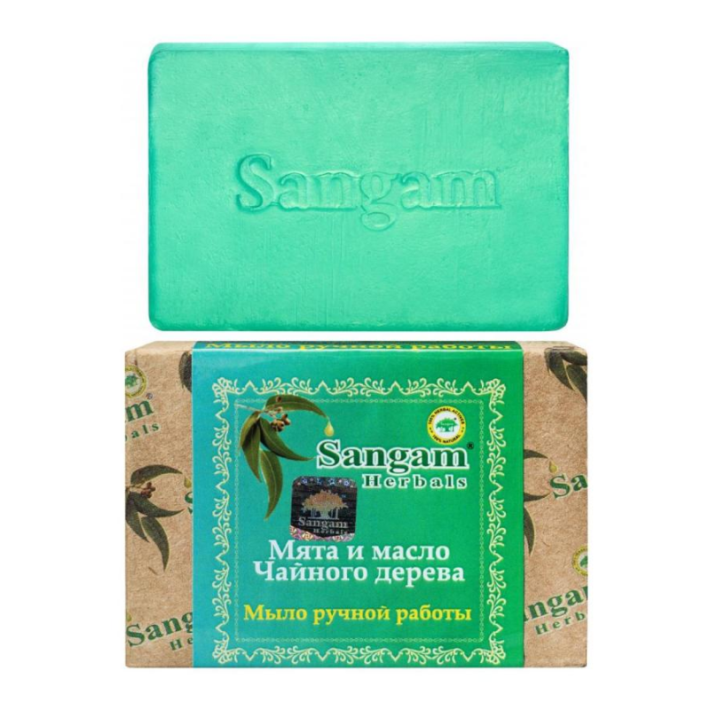 Мыло ручной работы Мята и масло чайного дерева Sangam Herbals, 100 г.