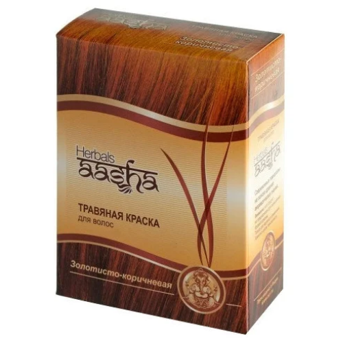 Травяная краска для волос золотисто-коричневая Aasha Herbals, 60 г.