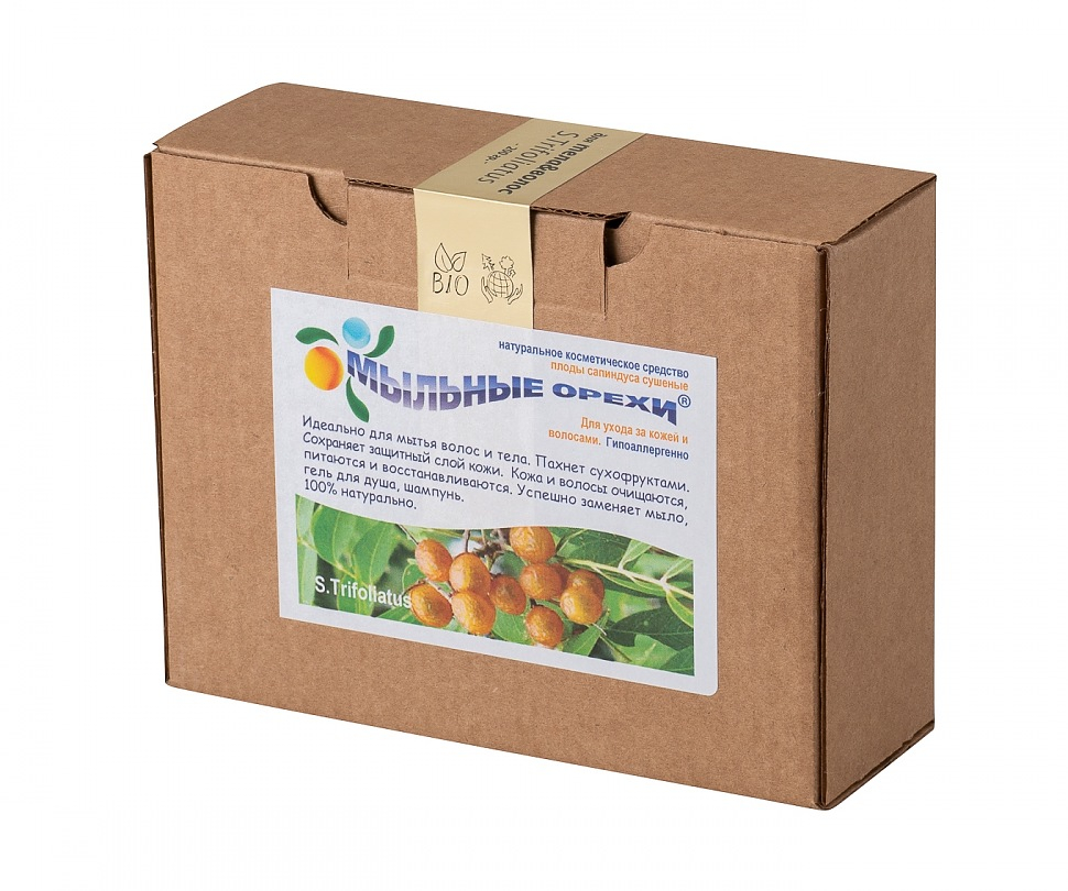 Натуральное моющее средство для волос и тела «Мыльные орехи»,  200 г.