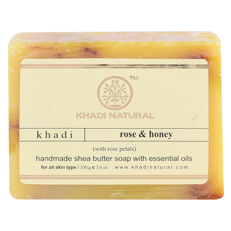 Мыло ручной работы с розовыми лепестками и мёдом Khadi Natural, 100 г.