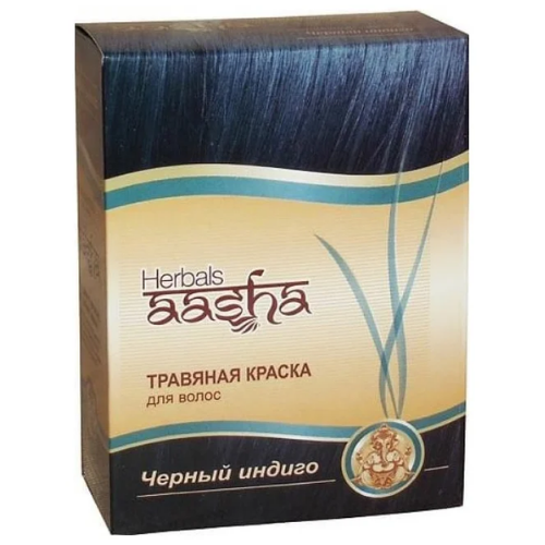 Травяная краска для волос черный индиго Aasha Herbals, 60 г.