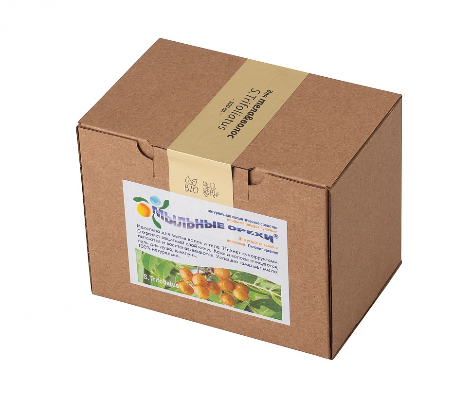 Натуральное моющее средство «Мыльные орехи» для волос и тела, 0,5 кг.