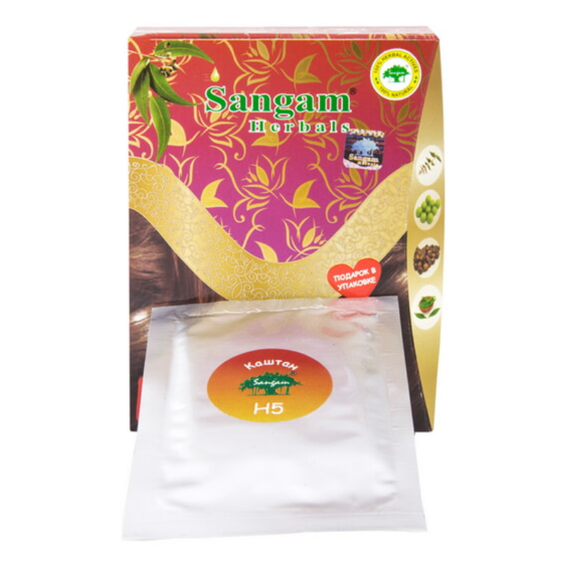 Краска для волос на основе хны «Каштан» Н5 Sangam Herbals, 60 г.
