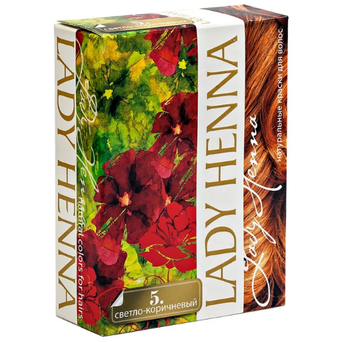 Краска для волос на основе хны №5 Светло-коричневый Lady Henna, 6 х 10 г.