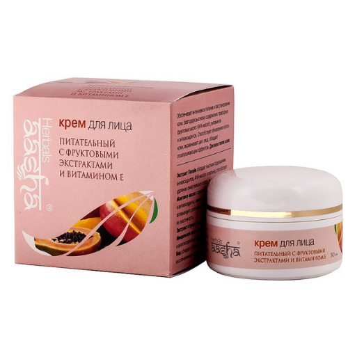 Крем для лица питательный с фруктовыми экстрактами и витамином Е Aasha Herbals, 50 мл.