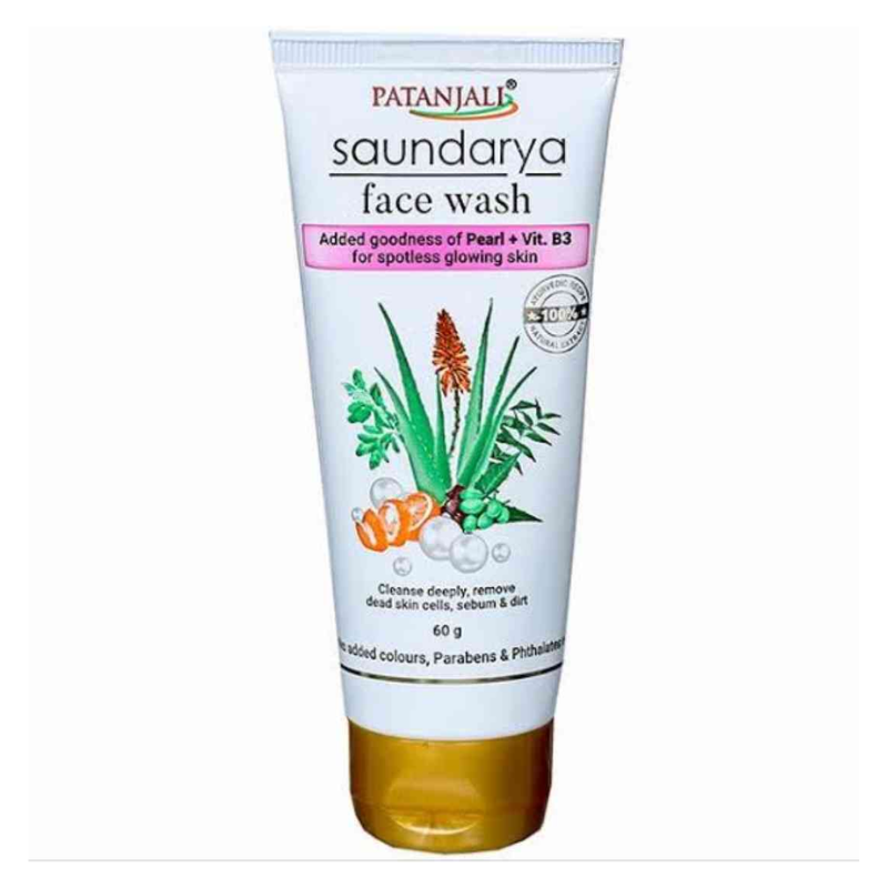Средство для умывания c Жемчугом и Витамином Б3 Саундарья Patanjali, 60 г.