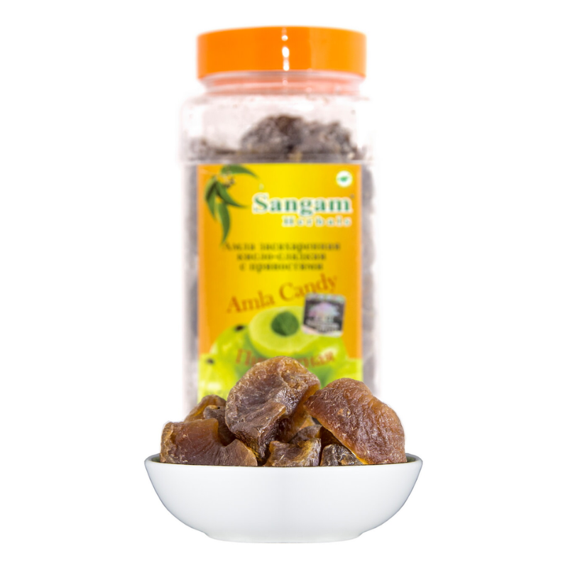 Амла засахаренная кисло-сладкая с пряностями «Пикантная» Sangam Herbals, 250 г.