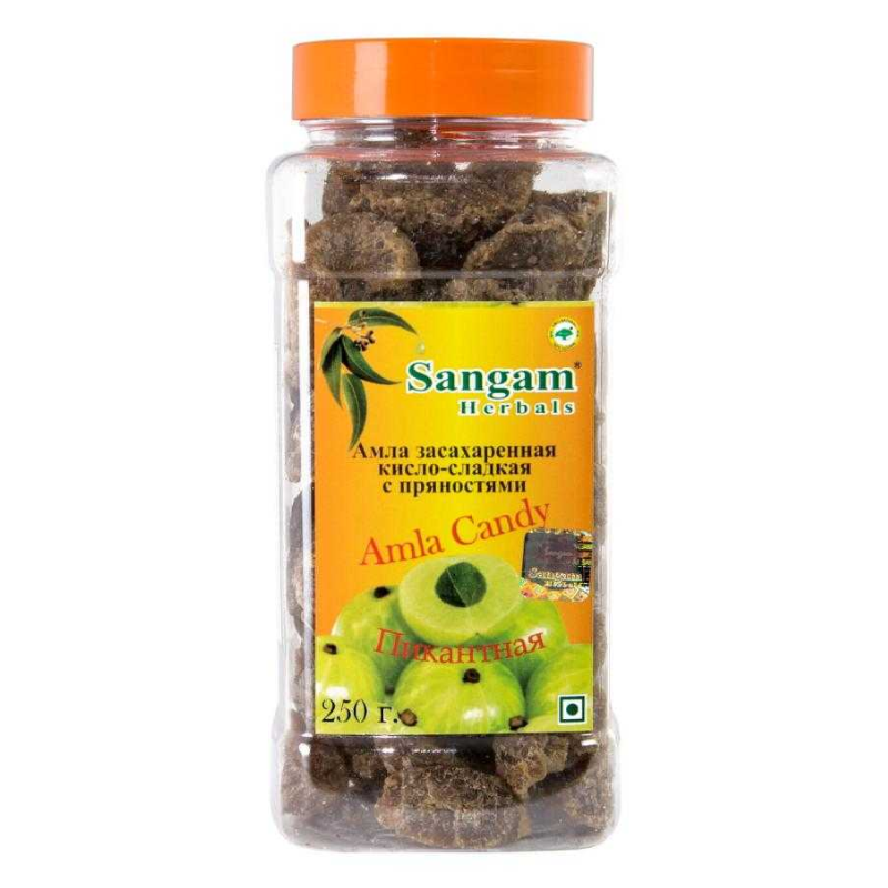 Амла засахаренная кисло-сладкая с пряностями «Пикантная» Sangam Herbals, 250 г.