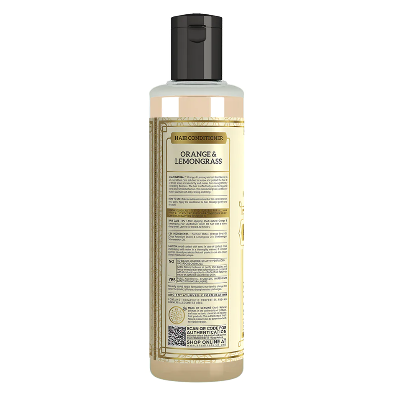 Кондиционер для волос «Апельсин и лемонграсс» Khadi Natural, 210 мл.
