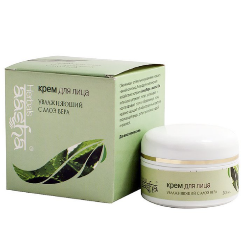 Крем для лица увлажняющий с Алоэ Вера Aasha Herbals, 50 г.