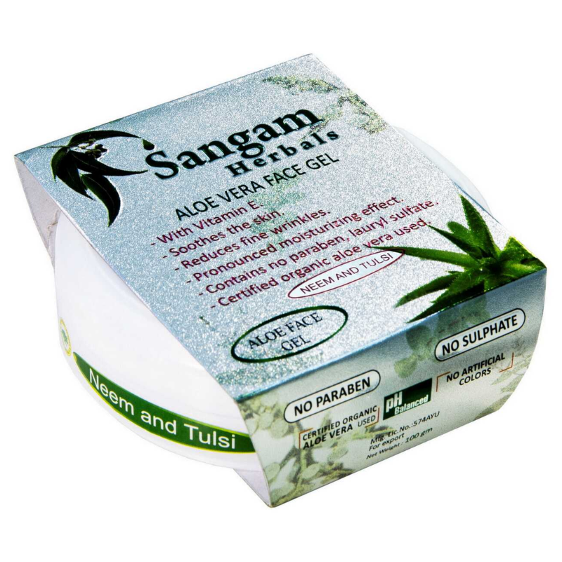 Аюрведический Гель для Лица на основе Алоэ Вера «Ним и Тулси» Sangam Herbals, 100 г.