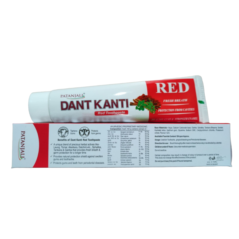 Красная зубная паста Дент Канти Красная Patanjali, 20 г.