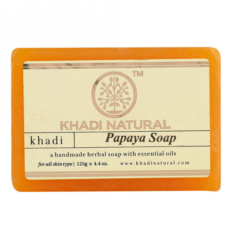 Глицериновое мыло ручной работы с папайей Khadi Natural, 125 г.