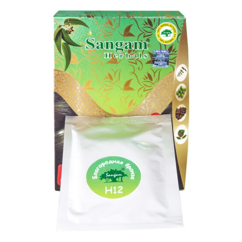 Краска для волос на основе хны «Благородная бронза» Н12 Sangam Herbals, 60 г.