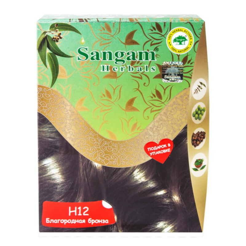 Краска для волос на основе хны «Благородная бронза» Н12 Sangam Herbals, 60 г.