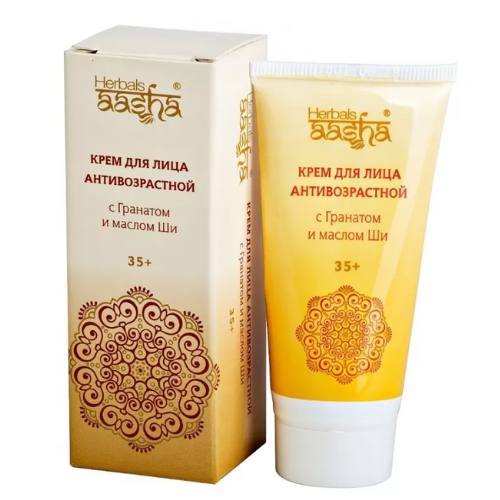 Крем для лица антивозрастной с Гранатом и маслом Ши 35+ Aasha Herbals, 30 г.