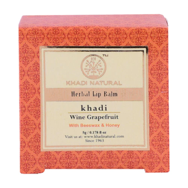 Бальзам для губ «Грейпфрутовое вино» с пчелиным воском и мёдом Khadi Natural, 5 г.