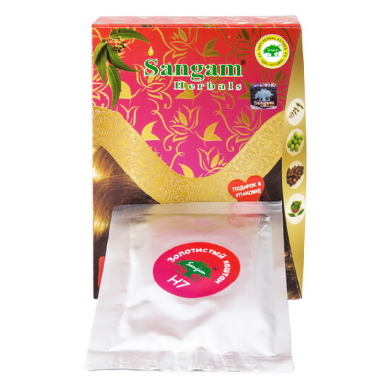 Краска для волос на основе хны «Золотистый Каштан» Н7 Sangam Herbals, 60 г.