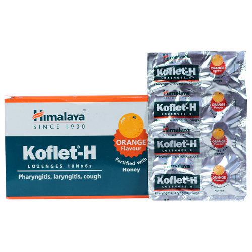 Леденцы от кашля и боли в горле со вкусом апельсина и мёда Кофлет Himalaya, 6 таб.