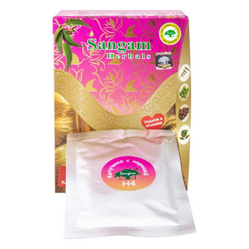 Краска для волос на основе хны «Капучино с корицей» Н4 Sangam Herbals, 60 г.