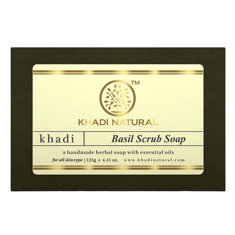 Глицериновое мыло-скраб ручной работы с базиликом Khadi Natural, 125 г.