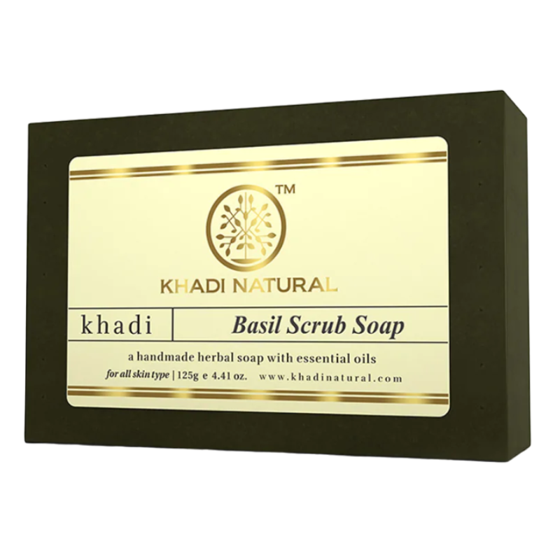 Глицериновое мыло-скраб ручной работы с базиликом Khadi Natural, 125 г.