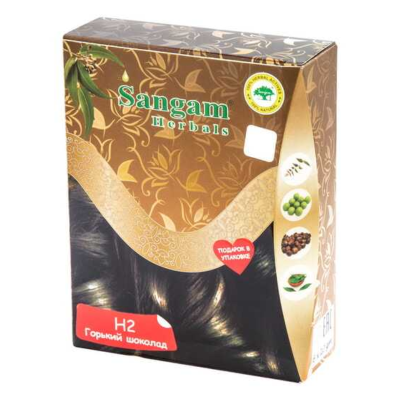 Краска на основе хны Н2 Горький шоколад Sangam Herbals, 60 г.