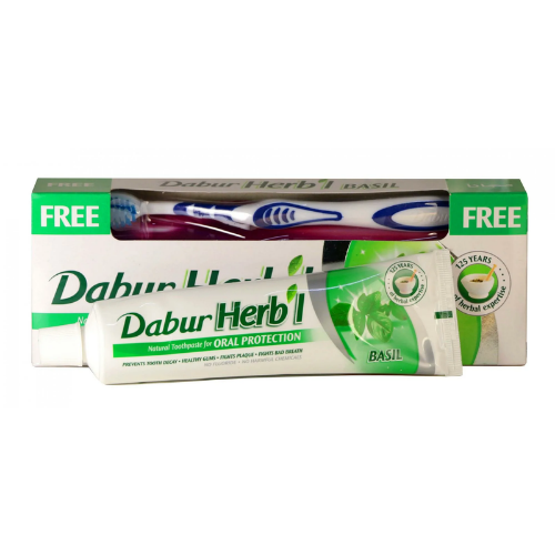 Зубная паста Хербл Базилик Dabur, 150 г. + зубная щётка