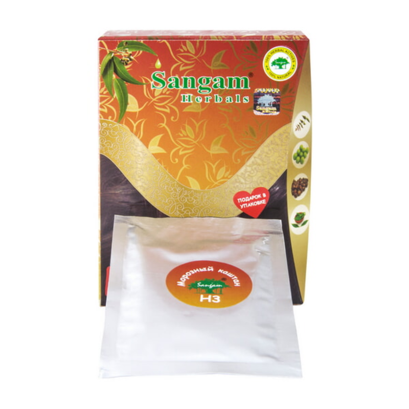 Краска на основе хны Н3 Морозный каштан Sangam Herbals, 60 г.