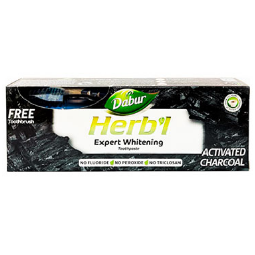 Зубная паста Хербл Экспертное Отбеливание Активированный уголь Dabur, 150 г. + зубная щётка