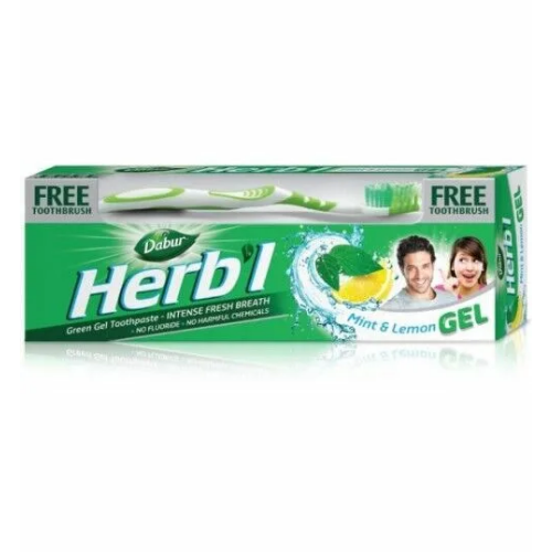 Зубная паста-гель Хербл Мята и Лимон Dabur, 150 г. + зубная щётка