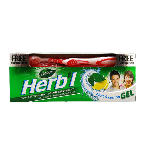 Зубная паста-гель Хербл Мята и Лимон Dabur, 150 г. + зубная щётка