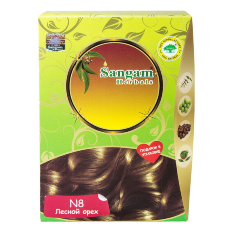 Натуральная краска для волос №8 Лесной орех, 100 г.