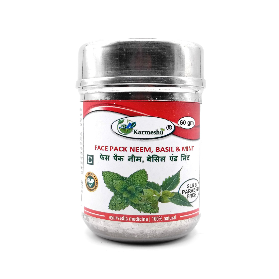 Маска для лица Ним, базилик и мята | Face pack neem, basil, mint | 60 г | Karmeshu