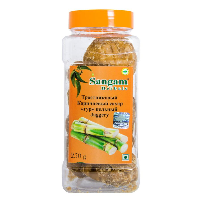 Сахар Гур цельный тростниковый Sangam Herbals, 250 г.