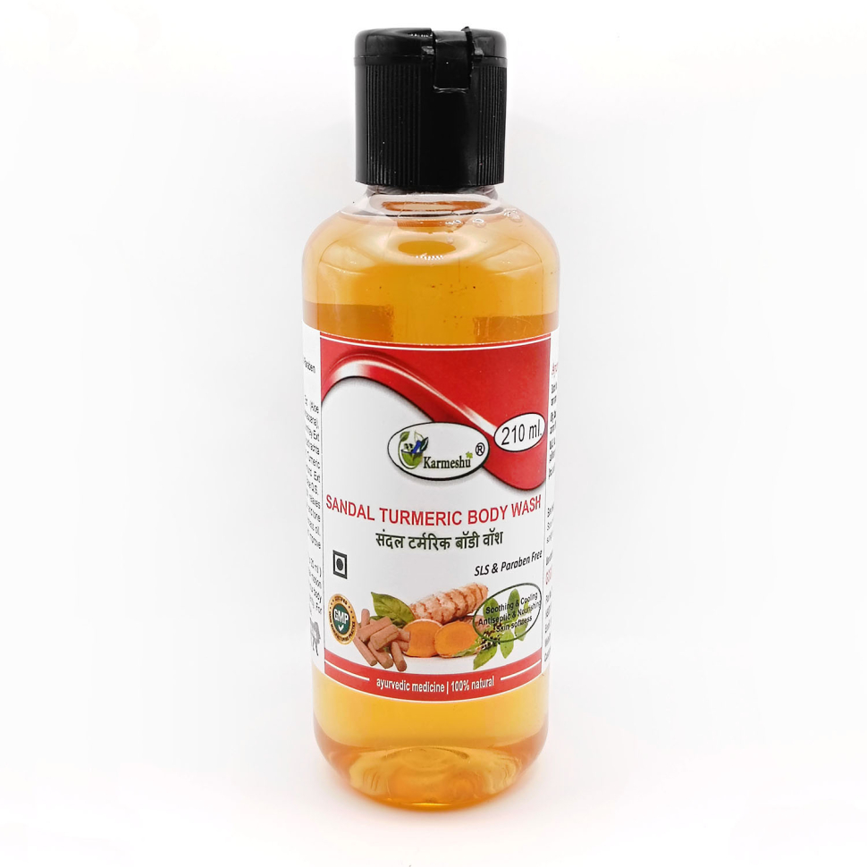 Гель для душа Сандал и Куркума без сульфатов и парабенов  | Sandal turmeric body wash | 210 мл | Karmeshu